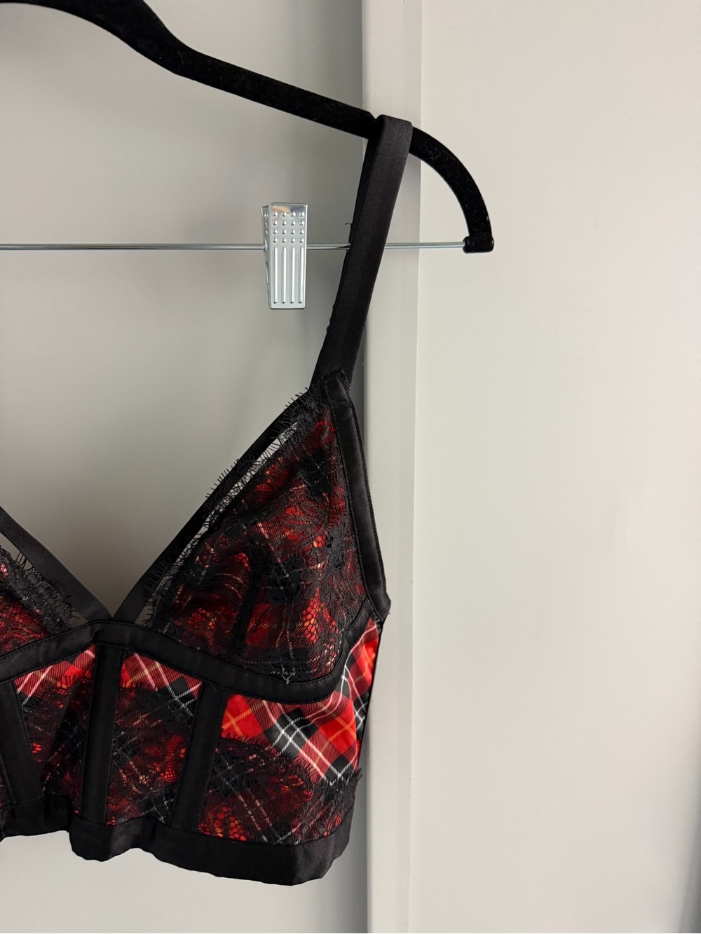Victoria’s Secret Red Plaid Lace Lingerie Corset Top S New - Picture 4 of 8